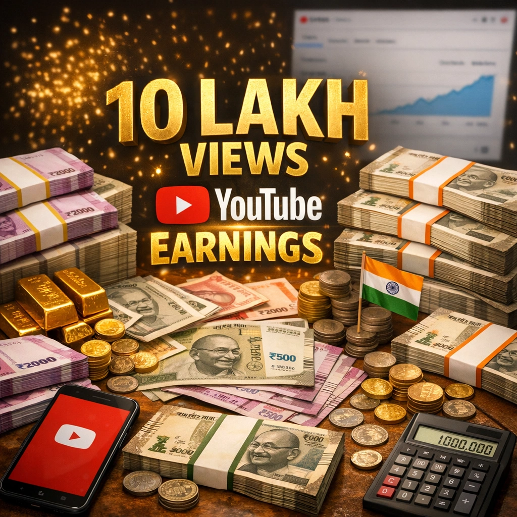 10 Lakh Views on YouTube Money in India